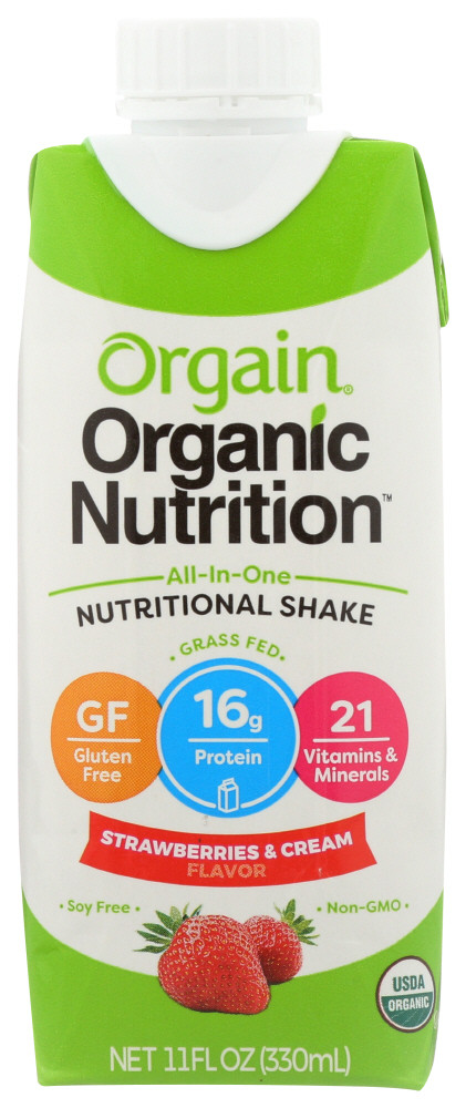 Orgain Organic Strawberry Nutrition Shake 4 Cartons (Pack of 3 Boxes)