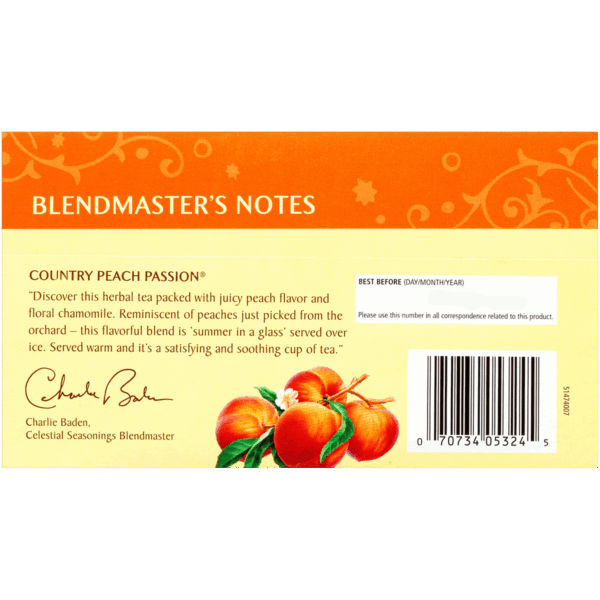 Celestial Seasonings Country Peach Passion Herbal tea 20 Tea Bags (Pack of 6 Boxes) - Image 3