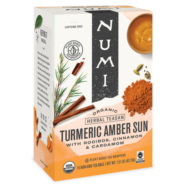 Numi Turmeric & Amber Sun Tea 15 Tea Bags (Pack of 6 Boxes)