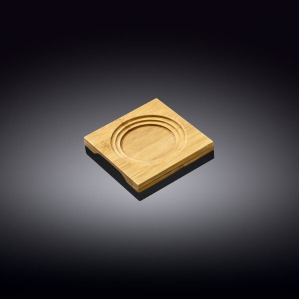 A Set Of 6 Bamboo Coaters/ Trays With 6 Doublewalled Thermo Glasses To Match - Image 3