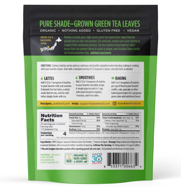 Jadeleaf Organic Culinary Grade Japanese Matcha 0.7 oz (Pack of 8) - Image 2
