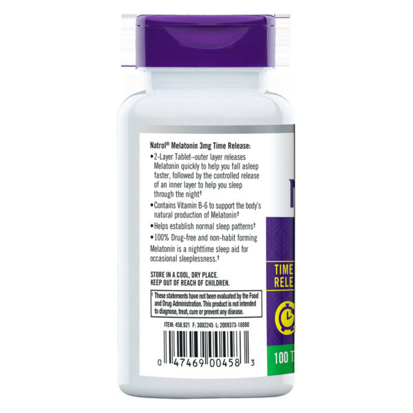 Natrol Melatonin Time Release 3mg 100 (1x100 TAB) - Image 3
