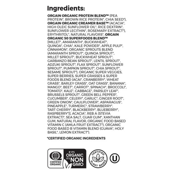 Orgain Organic Superfoods Vanilla Protein Powder 1.12 lb - Image 5