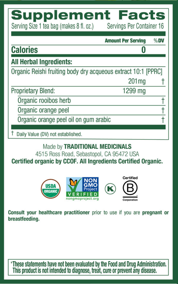 Organic Caffeine Free Reishi Mushroom Herbal Tea 16 Tea Bags (Pack of 6 Boxes) - Image 4