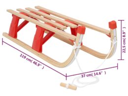 vidaXL Folding Sledge Wood 43.3"