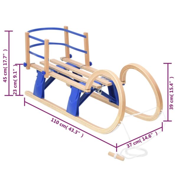 vidaXL Foldable Sledge with Backrest 43.3" Plywood - Image 6