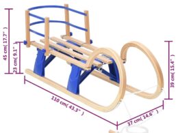 vidaXL Foldable Sledge with Backrest 43.3" Plywood
