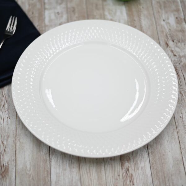 White Dinner Plate With Embossed Wide Rim 10" inch |