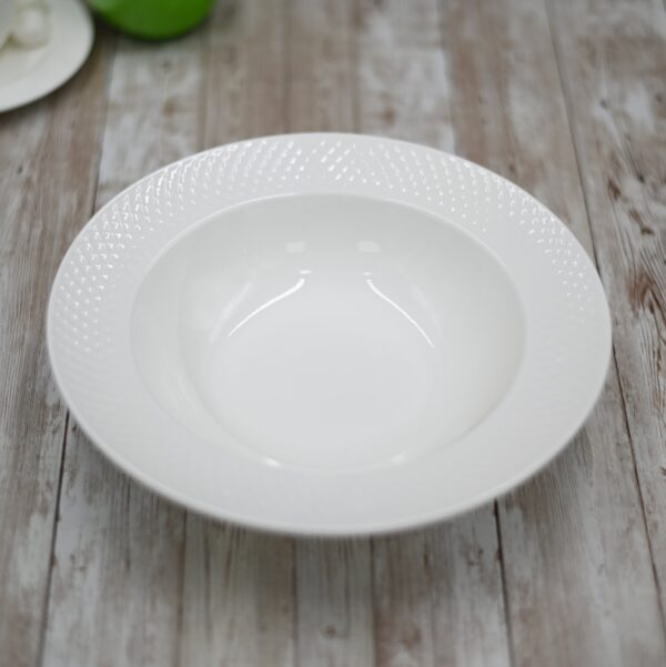 Fine Julia Porcelain Deep Plate Dinnerware Set For 6 Including 10" inch Charger Plate - Image 4