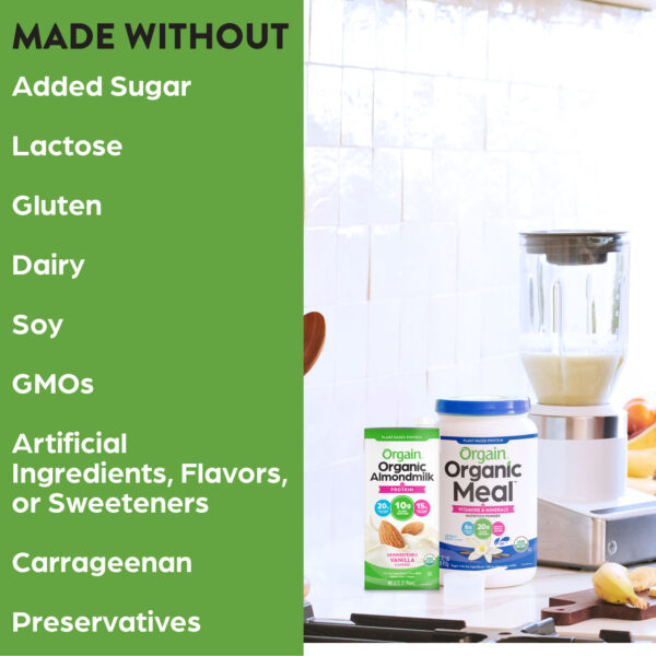 Orgain Organic Unsweetened Vanilla Almond Milk 32 oz (Pack of 6) - Image 5