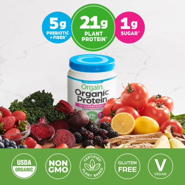 Orgain Organic Superfoods Protein powder Vanilla 2.02 lb - Image 3