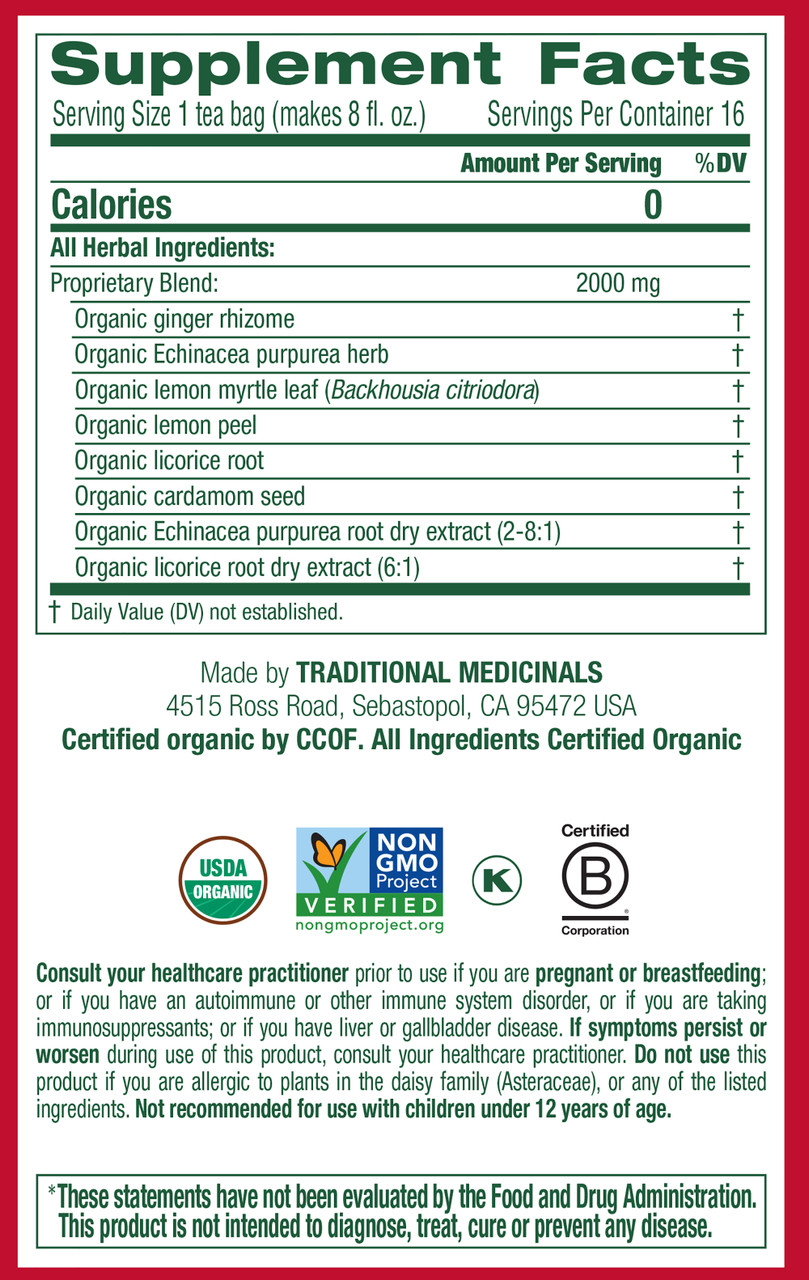 Organic Immune Zoom Caffeine Free Lemon Ginger Tea 16 Tea Bags (Pack of 6 Boxes) - Image 4