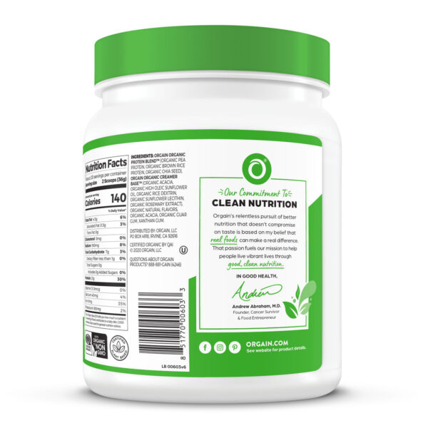Orgain Organic Unsweetened Plant Protein Powder 1.59 lb - Image 8
