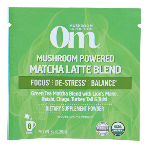 OM Organic Mushroom Powered Matcha Latte Blend 0.28 oz (Pack of 10)