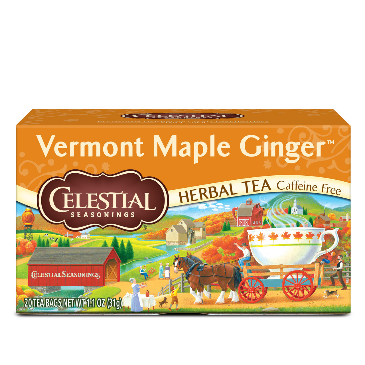 Celestial Seasonings Vermont Maple Ginger Herbal Tea 20 Tea Bags (Pack of 6 Boxes)