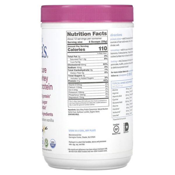 Tera's Whey rBGH Free Whey Protein Bourbon Vanilla  (1x12 OZ) - Image 2