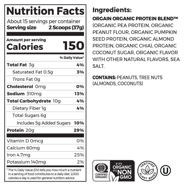 Orgain Organic Simple Vanilla Plant Protein Powder 1.25 lb - Image 10