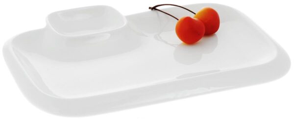 White Rectangular Plate With Sauce Compartment 10" inch X 6" inch| - Image 5