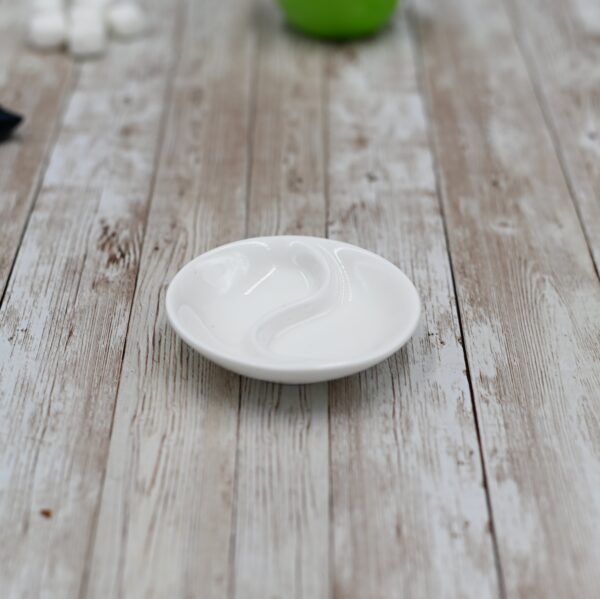 Round White Ying Yang Divided Soy Dish 3.5" inch | 9 Cm