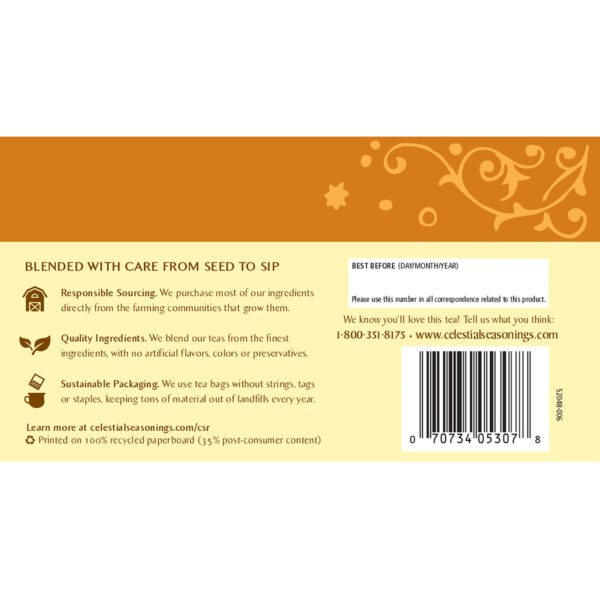 Celestial Seasonings Honey Vanilla Chamomile Herbal Tea 20 Tea Bags (Pack of 6 Boxes) - Image 3