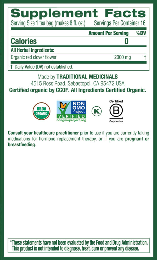 Traditional Medicinals Organic Red Clover Herbal tea 16 Tea Bags (Pack of 6 Boxes) - Image 4