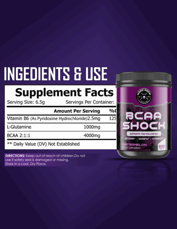 BCAA Shock Powder Watermelon- Recovery, Growth, Strength - Image 3