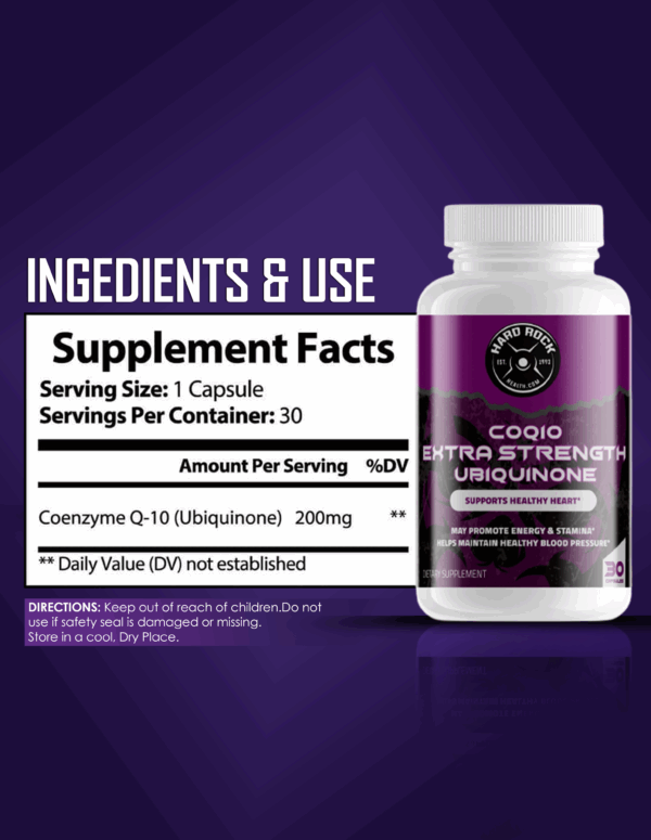 CoQ10 Ubiquinone- Extra Strength 30 Capsules - Image 2