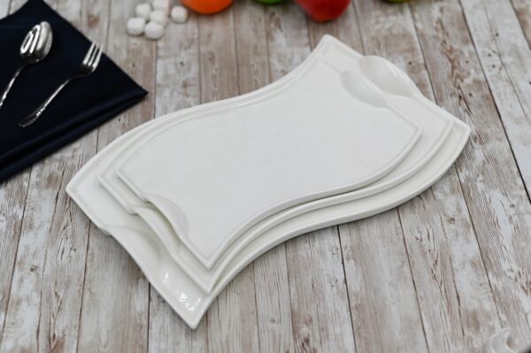 Flat Porcelain White Dish With Handles 10" inch | 26 Cm - Image 3