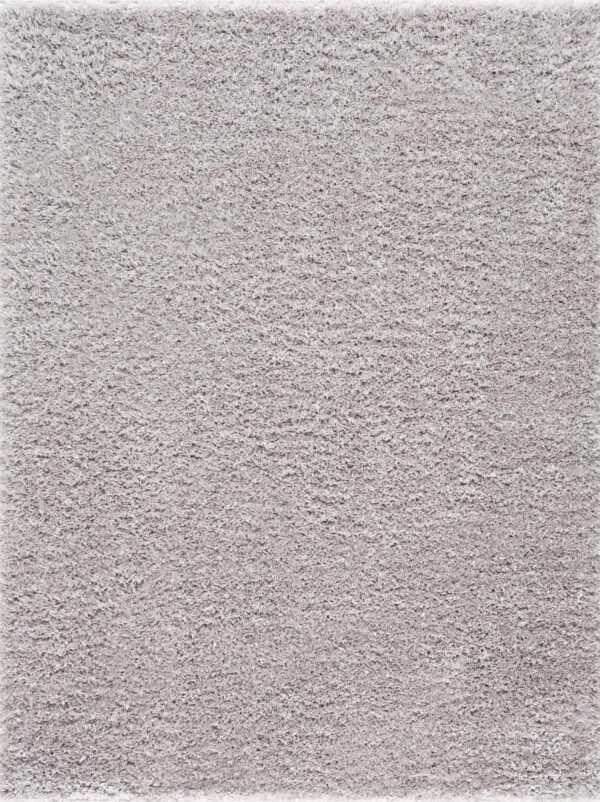 Faina Solid Light Gray Shag Rug Washable - Image 4