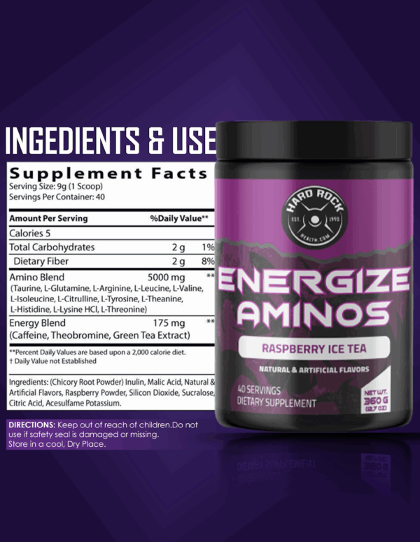 Hard Rock Health Energized Aminos Raspberry Iced - Image 2