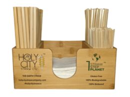 Bamboo Straw and Napkin Bar Caddy