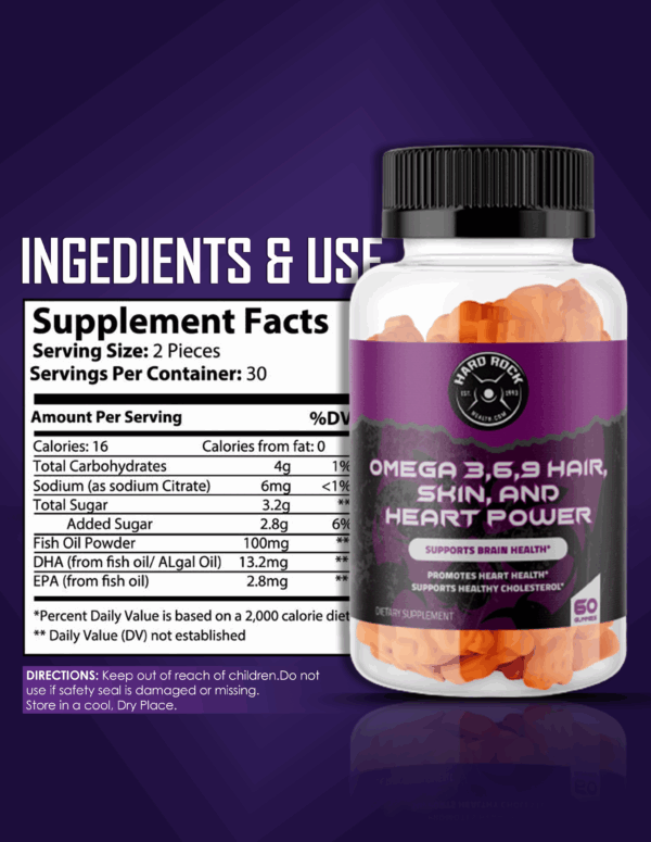 Omega 3,6, 9 Gummies for Hair, Skin, and Heart Health - Image 2