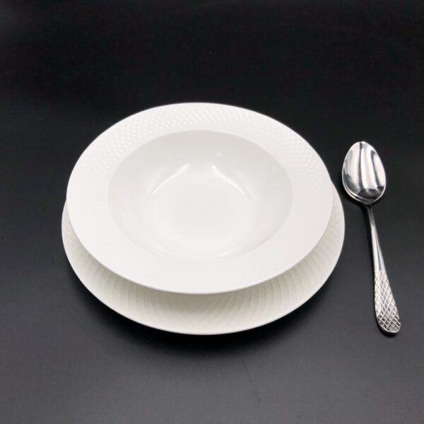 Fine Julia Porcelain Deep Plate Dinnerware Set For 6 Including 10" inch Charger Plate - Image 2