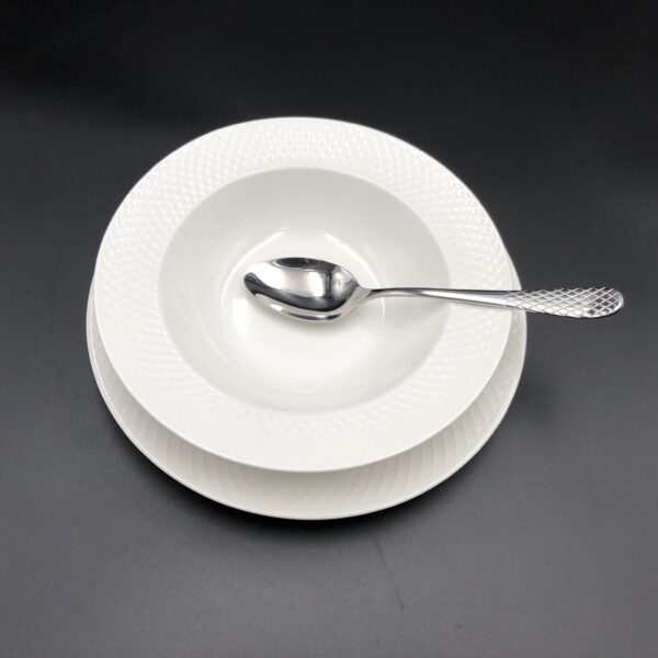 Fine Julia Porcelain Deep Plate Dinnerware Set For 6 Including 10" inch Charger Plate - Image 3