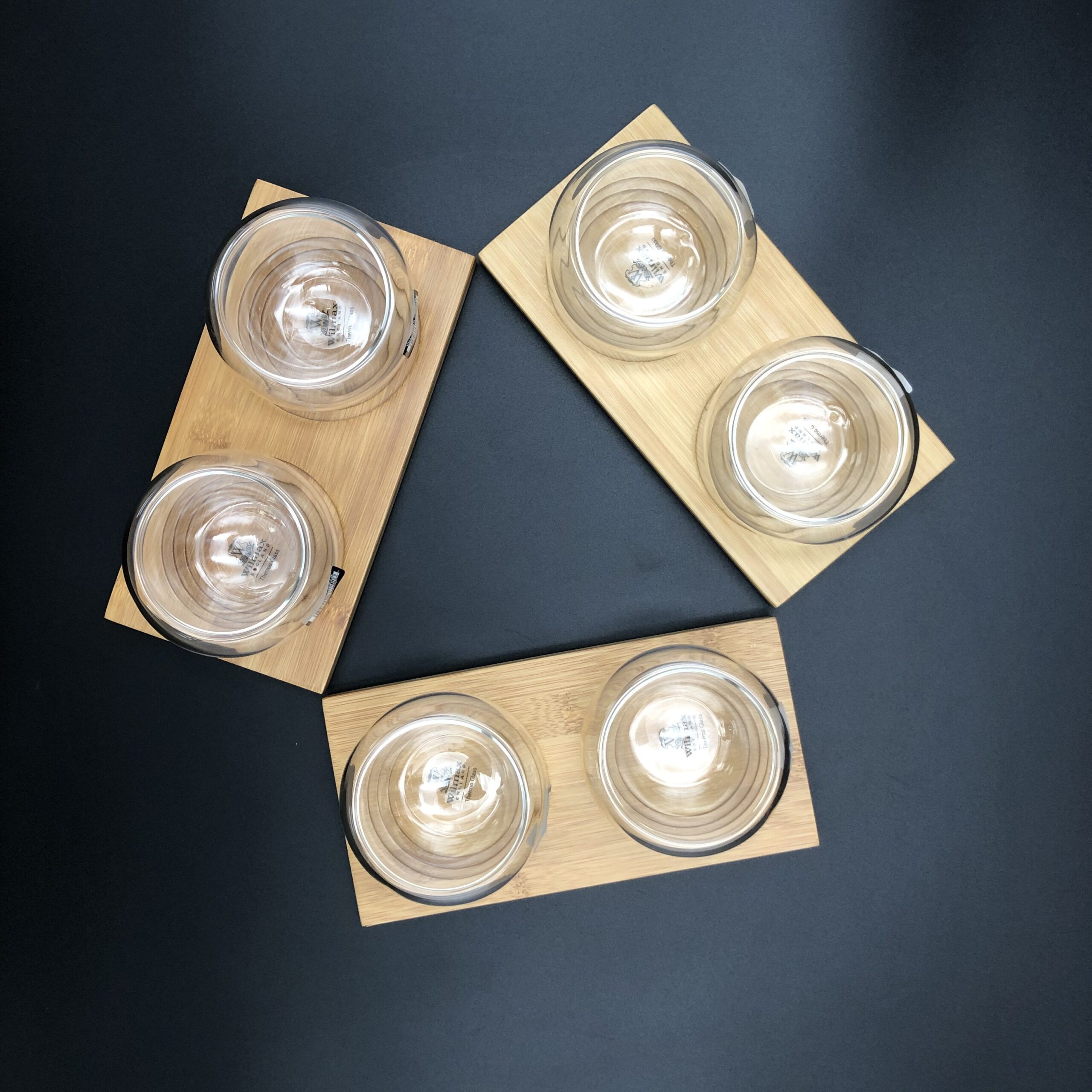 A Set Of 3 Bamboo Double Trays With 6 Doublewalled Thermo Bowls To Match - Image 3