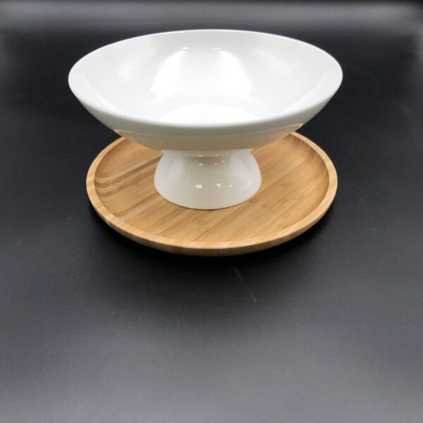 Fine Porcealim Fruit Vase With A10 Inch Bamboo Tray - Image 2