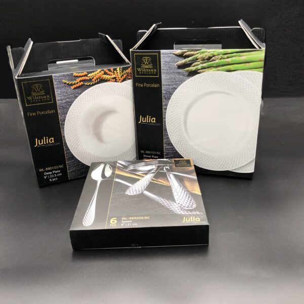 Fine Julia Porcelain Deep Plate Dinnerware Set For 6 Including 10" inch Charger Plate