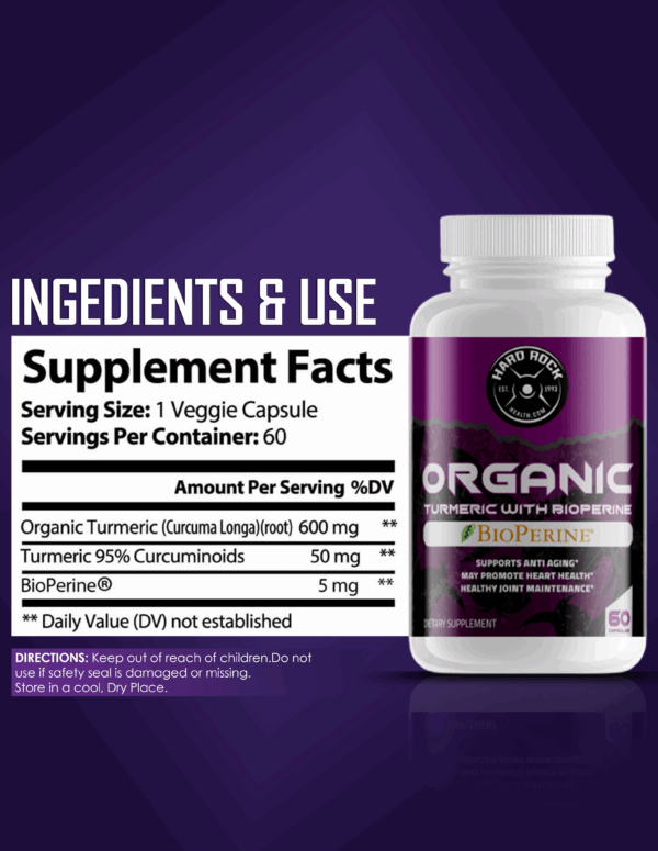 Turmeric with BioPerine - 650mg (100% Organic) - Image 2