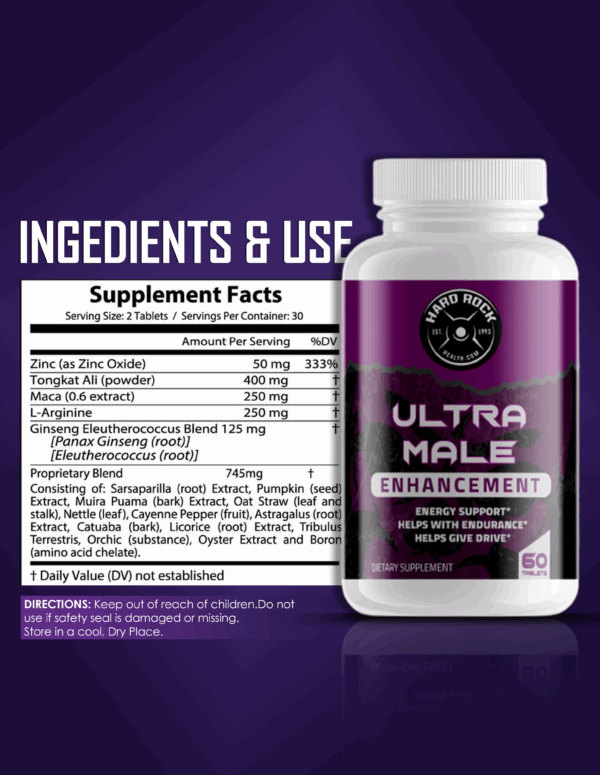 Ultra Male Enhancement- Natural Male Enhancing Supplement (60 Tablets) - Image 3