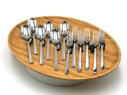 13 Piece 18/10 Stainless Steel Fork And Spoon Dinner Set By With A Square Solid Handle