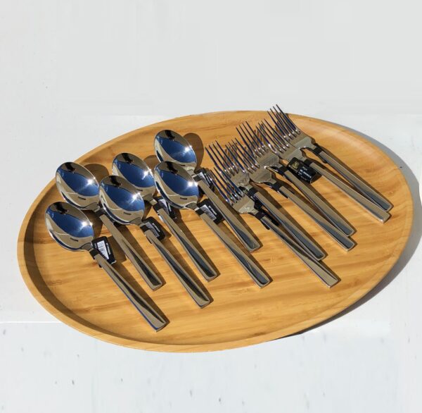 13 Piece 18/10 Stainless Steel Fork And Spoon Dinner Set By With A Square Solid Handle - Image 3