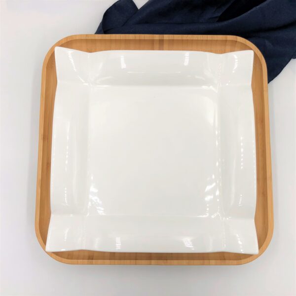 Square Bamboo And Fine Porcelain Contemporary Dinnerware Set - Image 3