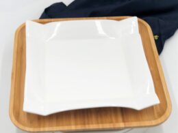 Square Bamboo And Fine Porcelain Contemporary Dinnerware Set