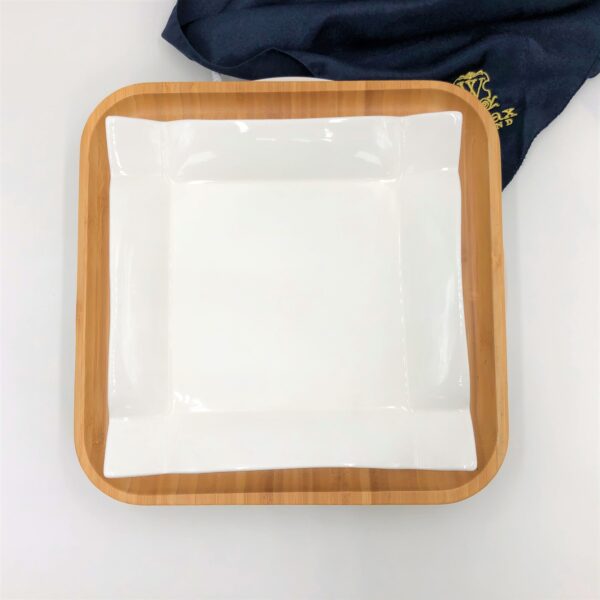 Square Bamboo And Fine Porcelain Contemporary Dinnerware Set - Image 2