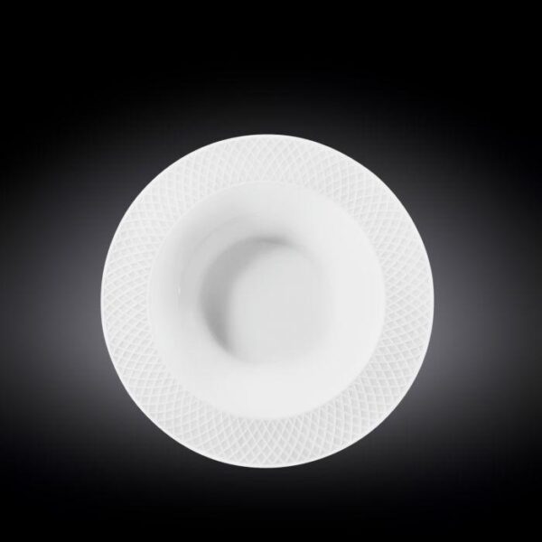 White Porcelain Deep Plate With Embossed Wide Rim 9" inch | For soup, pasta, salad - Image 3