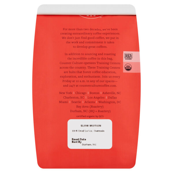 Counter Culture Organic Whole Bean Slow Motion Decaf Coffee 12 oz (Pack of 6) - Image 3