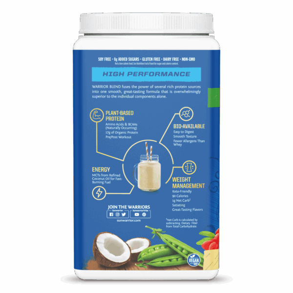 Sunwarrior Organic Vanilla Protein Warrior Blend 1.65 lb - Image 2