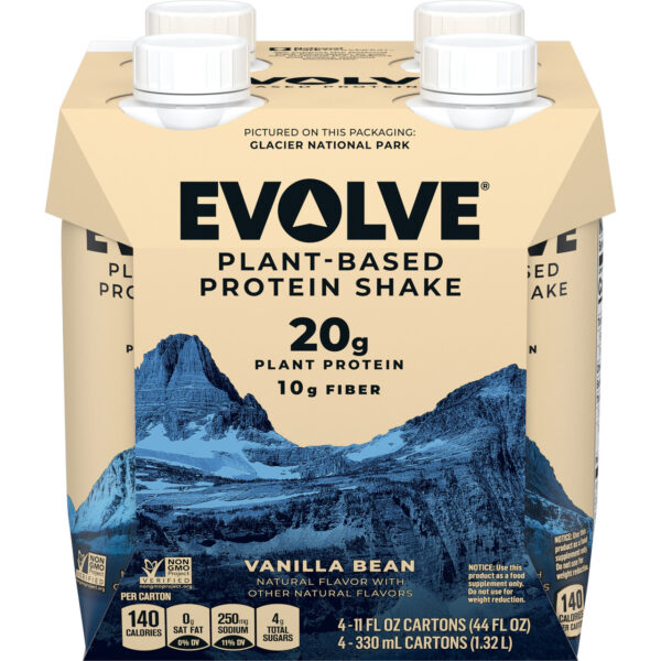 Evolve Vanilla Bean Plant Based Protein Shake 4 Protein Shakes (Pack of 3)