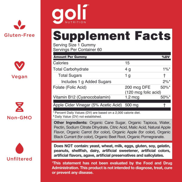 Goli Apple Cider Vinegar Gummies 60 Gummies - Image 7
