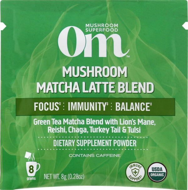 OM Organic Mushroom Powered Matcha Latte Blend 0.28 oz (Pack of 10) - Image 2